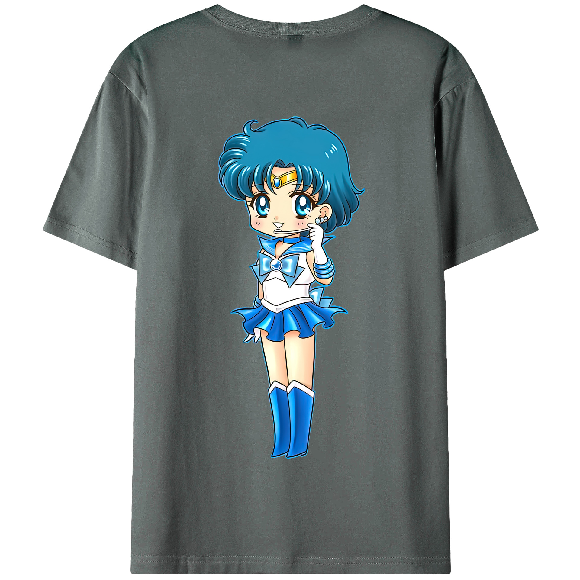 （画像用） 美少女戦士セーラームーン 水野 亜美 みずの あみ Sailor Moon Mizuno Ami 綿100％半袖Tシャツ（背面プリント）